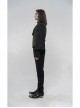 Front Button Back Waist Metal Leather Hasp Black Gothic Jacquard Vest
