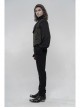 Front Button Back Waist Metal Leather Hasp Black Gothic Jacquard Vest