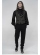 Front Button Back Waist Metal Leather Hasp Black Gothic Jacquard Vest