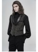 Front Button Back Waist Metal Leather Hasp Black Gothic Jacquard Vest