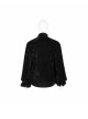 V-Neck Lace-Up Front Chest Frill Lantern Sleeve Lace Cuff Black Gothic Velvet Shirt