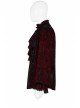 V-Neck Lace-Up Front Chest Frill Lantern Sleeve Lace Cuff Wine Red Gothic Velvet Shirt