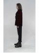 V-Neck Lace-Up Front Chest Frill Lantern Sleeve Lace Cuff Wine Red Gothic Velvet Shirt