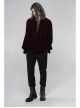 V-Neck Lace-Up Front Chest Frill Lantern Sleeve Lace Cuff Wine Red Gothic Velvet Shirt