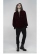 V-Neck Lace-Up Front Chest Frill Lantern Sleeve Lace Cuff Wine Red Gothic Velvet Shirt