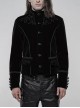 High Collar Front Chest Embroidery Metal Retro Button Long Sleeve Black Gothic Velveteen Jacket