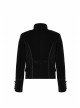 High Collar Front Chest Embroidery Metal Retro Button Long Sleeve Black Gothic Velveteen Jacket