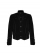 High Collar Front Chest Embroidery Metal Retro Button Long Sleeve Black Gothic Velveteen Jacket
