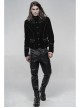 High Collar Front Chest Embroidery Metal Retro Button Long Sleeve Black Gothic Velveteen Jacket