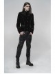 High Collar Front Chest Embroidery Metal Retro Button Long Sleeve Black Gothic Velveteen Jacket