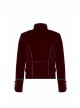 High Collar Front Chest Embroidery Metal Retro Button Long Sleeve Wine Red Gothic Velveteen Jacket