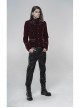 High Collar Front Chest Embroidery Metal Retro Button Long Sleeve Wine Red Gothic Velveteen Jacket