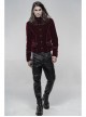 High Collar Front Chest Embroidery Metal Retro Button Long Sleeve Wine Red Gothic Velveteen Jacket