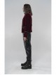 High Collar Front Chest Embroidery Metal Retro Button Long Sleeve Wine Red Gothic Velveteen Jacket
