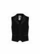 Embroidery Collar Front Button Back Waist Metal Hasp Black Gothic Velveteen Vest