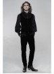 Embroidery Collar Front Button Back Waist Metal Hasp Black Gothic Velveteen Vest