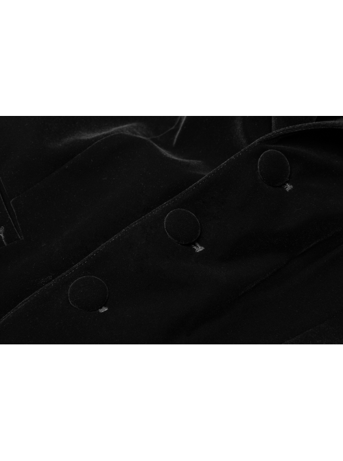 Embroidery Collar Front Button Back Waist Metal Hasp Black Gothic Velveteen Vest