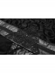 V-Neck Leather Belt Flare Sleeve Embroidery Cuff Asymmetrical Ham Black Gothic Flocking Net Dress