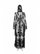 Black Gothic Bat Sleeve Back Waist Lace-Up Bead Piece Embroidery Hem Lace Long Dress