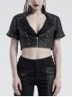 Stand-Up Collar Meat Rivet Decoration Black Punk Short Little Jacket