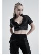 Stand-Up Collar Meat Rivet Decoration Black Punk Short Little Jacket