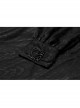 Black Front Metal Eyelets Lace-Up Long Sleeve Metal Carving Buckle Cuff Gothic Jacquard Shirt