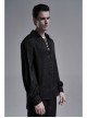 Black Front Metal Eyelets Lace-Up Long Sleeve Metal Carving Buckle Cuff Gothic Jacquard Shirt