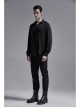 Black Front Metal Eyelets Lace-Up Long Sleeve Metal Carving Buckle Cuff Gothic Jacquard Shirt
