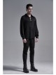 Black Front Metal Eyelets Lace-Up Long Sleeve Metal Carving Buckle Cuff Gothic Jacquard Shirt