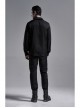 Black Front Metal Eyelets Lace-Up Long Sleeve Metal Carving Buckle Cuff Gothic Jacquard Shirt