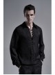 Black Front Metal Eyelets Lace-Up Long Sleeve Metal Carving Buckle Cuff Gothic Jacquard Shirt