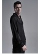 Black Front Metal Eyelets Lace-Up Long Sleeve Metal Carving Buckle Cuff Gothic Jacquard Shirt