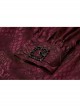 Wine Red Front Metal Eyelets Lace-Up Long Sleeve Metal Carving Buckle Cuff Gothic Jacquard Shirt