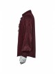 Wine Red Front Metal Eyelets Lace-Up Long Sleeve Metal Carving Buckle Cuff Gothic Jacquard Shirt
