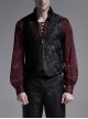 Front Chest Ribbon Metal Zipper Black Gothic Jacquard Vest
