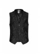 Front Chest Ribbon Metal Zipper Black Gothic Jacquard Vest