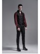 Front Chest Ribbon Metal Zipper Black Gothic Jacquard Vest