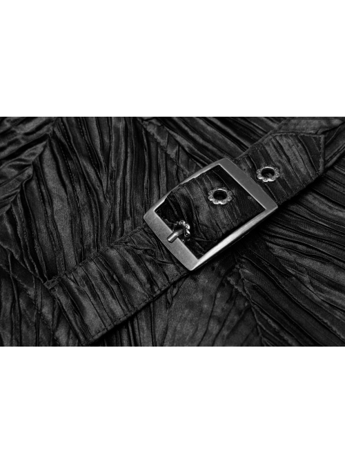 Front Chest Ribbon Metal Zipper Black Gothic Jacquard Vest