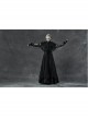 Black Metal Buckle Long Sleeve Thorn Lace Webbing Cuff Gothic Lace Short Coat