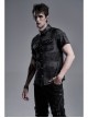 Front Metal Nail Decoration Short Sleeve Black Punk Striped Printed Shirt