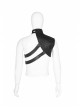 High Collar Metal Buckle Strap Rivet Black Punk One-Shoulder Cracked PU Leather Armor Accessory