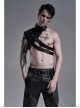 High Collar Metal Buckle Strap Rivet Black Punk One-Shoulder Cracked PU Leather Armor Accessory