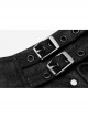 High Collar Metal Buckle Strap Rivet Black Punk One-Shoulder Cracked PU Leather Armor Accessory