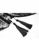 Front Lace Decoration Flare Sleeve Black Gothic Cobweb Pattern Mesh Coat