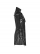 Stand-Up Metal Button Lace-Up Hot Rubber Sleeve Black Punk Leather Women Windbreaker
