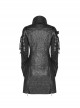 Stand-Up Metal Button Lace-Up Hot Rubber Sleeve Black Punk Leather Women Windbreaker
