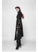 Stand-Up Metal Button Lace-Up Hot Rubber Sleeve Black Punk Leather Women Windbreaker