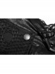 Stand-Up Metal Button Lace-Up Hot Rubber Sleeve Black Punk Leather Women Windbreaker