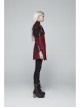 Stand-Up Metal Button Lace-Up Hot Rubber Sleeve Red Punk Leather Women Windbreaker