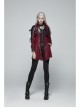 Stand-Up Metal Button Lace-Up Hot Rubber Sleeve Red Punk Leather Women Windbreaker